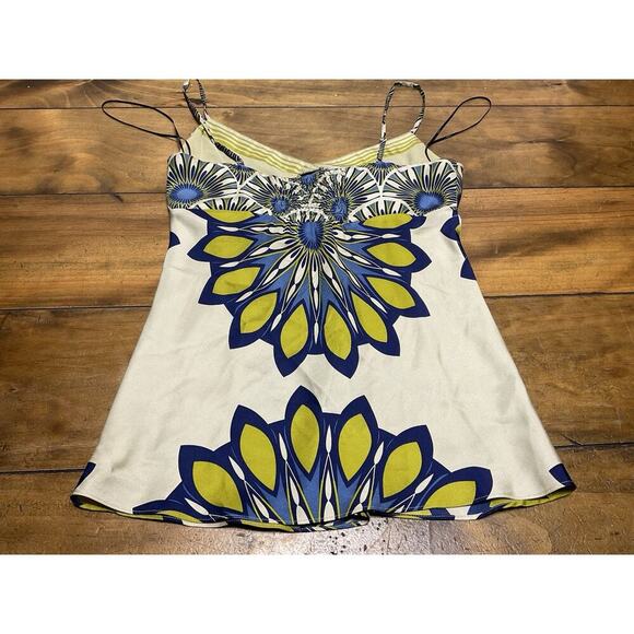 Vince Womens Silk Floral Print Spaghetti Strap Camisole Blouse Top Green Size 6 - Picture 8 of 9